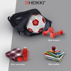 Рюкзак спортивный мешок HEIKKI CASUAL (ХЕЙКИ) с дополнительным карманом, 44х34 см, "Total black", 273457 - фото 12