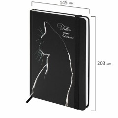 Ежедневник недатированный с резинкой А5 145х203 мм, BRAUBERG, твердый, 160 л., "Black cat", 116305 Ежедневник недатированный с резинкой А5 145х203 мм, BRAUBERG, твердый, 160 л., "Black cat", 116305 - фото 2