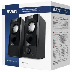 Колонки компьютерные SVEN 357, 2.0, 6 Вт, питание USB, черные, SV-018191 Колонки компьютерные SVEN 357, 2.0, 6 Вт, питание USB, черные, SV-018191 - фото 5