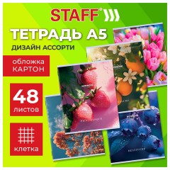 Тетрадь А5 48 л. STAFF "College", скоба, клетка, офсет №2 ЭКОНОМ, обложка картон, "ПРИРОДА", 405626 - фото 9
