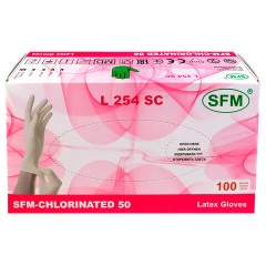 Перчатки латексные смотровые SFM Grip-Surface/ L 254 SC, Германия, 50 пар (100 штук), размер 6-7, S (малый) - фото 7