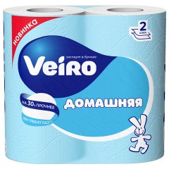 Бумага туалетная бытовая, спайка 4 шт., 2-х слойная (4х15 м), VEIRO "Домашняя", белая, 1с24 - фото 2