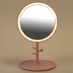 Зеркало настольное с LED-подсветкой для макияжа, диаметр 17 см, 3 режима свечения, аккумулятор 1200 mAh, цвет розовый, WBZ (ВБЗ), 609331 - фото 8