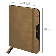 Ежедневник датированный 2027, А5, 151х213 мм, BRAUBERG "Note", под кожу, держатель для ручки, бежевый, 118086 - фото 2