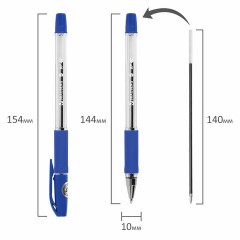 Ручка шариковая BRAUBERG "BP-GT", СИНЯЯ, корпус прозрачный, евронаконечник 0,7 мм, линия письма 0,35 мм, 144004 - фото 6