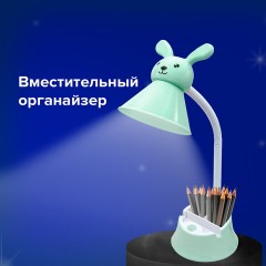 Настольная лампа-светильник SONNEN OU-611 на подставке, СВЕТОДИОДНАЯ, "SWEET BUNNY", 5 Вт, зеленый, 237642 - фото 6