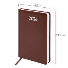 Ежедневник датированный 2026, А5, 138x213 мм, BRAUBERG "Profile", балакрон, коричневый, 117072 - фото 2