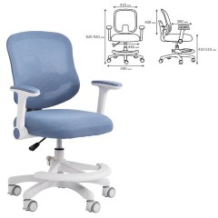 Кресло детское с подставкой для ног BRABIX KIDS "MG-215", сетка/ткань TW, голубое, 533312 - фото 2