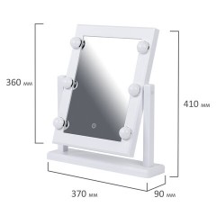Зеркало для макияжа гримерное, 6 LED-ламп, 3 режима свечения, размер 21х29 см, работа от USB или 4хAA, цвет белый, WBZ (ВБЗ), 609334 - фото 11