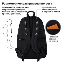 Рюкзак BRAUBERG FASHION CITY универсальный, карман-антивор, Cat, черный, 44х31х16 см, 272569 Рюкзак BRAUBERG FASHION CITY универсальный, карман-антивор, Cat, черный, 44х31х16 см, 272569 - фото 12