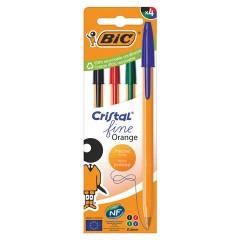 Ручки шариковые BIC "Orange Original", НАБОР 4 ЦВЕТА, узел 0,8 мм, линия 0,3 мм, пакет, 8308541