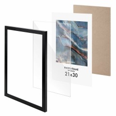 Рамка 21х30 см небьющаяся, КОМПЛЕКТ 4 шт., багет 16 мм МДФ, BRAUBERG "Basic", черная, 391259 - фото 8