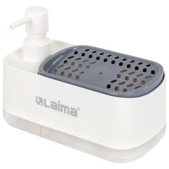 Диспенсер/дозатор DUET для мыла и моющего средства + губка, БЕЛЫЙ, 11х20х12 см, LAIMA HOME, 700043 - фото 2