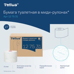 Бумага туалетная д/дисп Торк/Tellus в миди-рул Т6 2сл100м27рул127530/127531 - фото 8