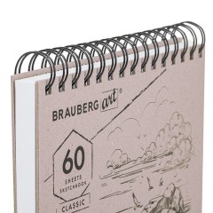 Скетчбук, белая бумага 190 г/м2, 195х195 мм, 60 л., гребень, твердая обложка, BRAUBERG ART CLASSIC, 113852 - фото 2