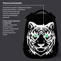 Ранец BRAUBERG SHINY, 2 отделения, с брелоком, "Тигр", СВЕТЯЩИЙСЯ РИСУНОК, 38х28х14 см, 270698 - фото 14