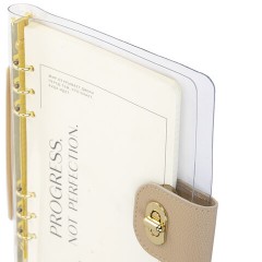 Блокнот А5 180x235 мм, BRAUBERG "Fabulous", гибкий, на кольцах, застежка, 80 л., бежевый, 116194 - фото 4