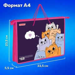 Папка на молнии с ручками ПИФАГОР А4, 1 отделение, пластик, ручки-шнурок, "Cats greetings", 272111 Папка на молнии с ручками ПИФАГОР А4, 1 отделение, пластик, ручки-шнурок, "Cats greetings", 272111 - фото 9