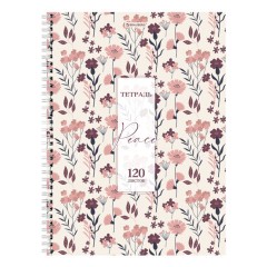 Тетрадь А4, 120 л., BRAUBERG, гребень, клетка, матовая ламинация, "Цветочный паттерн", 405646 - фото 5