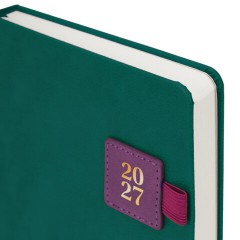 Ежедневник датированный 2027, А5, 138х213 мм, BRAUBERG "Accent", под кожу, держатель, зеленый/бордо, 118004 - фото 4