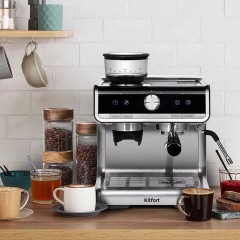 Кофейная станция KITFORT КТ-789, 1550 Вт, объем 2,8 л, для зерен 250 г, ручной капучинатор, серая - фото 11