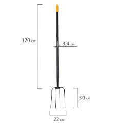 Вилы садовые цельнометаллические 22х30 см, ОБЩАЯ ДЛИНА 150 см, черенок сталь, RABBITEX (РАББИТЕКС) "LONG HANDLE", 700489 - фото 3