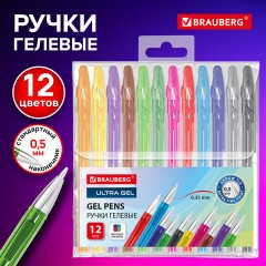 Ручки гелевые BRAUBERG "ULTRA GEL", НАБОР 12 ЦВЕТОВ, стандартный наконечник 0,5 мм, линия письма 0,35 мм, 144278 - фото 19