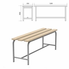 Скамья деревянная на металлокаркасе "СТ 1200", 1200х350х450 мм, каркас металлический серый, сиденье дерево Скамья деревянная на металлокаркасе "СТ 1200", 1200х350х450 мм, каркас металлический серый, сиденье дерево - фото 2