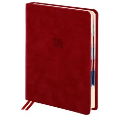 Ежедневник датированный 2026 B6 125х173 мм, GALANT "Vivid", под кожу, красный, 117413