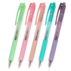 Ручки шариковые автоматические с грипом BRAUBERG "CLASSIC PASTEL", СИНИЕ, НАБОР 5 ШТ., пишущий узел 0,5 мм, линия письма 0,35 мм, 144470 - фото 2