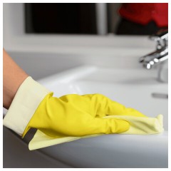 Перчатки VILEDA PROFESSIONAL многоцелевые латексные, МНОГОРАЗОВЫЕ, х/б напыление, ПРОЧНЫЕ, S (малый), желтый, 174369 - фото 3