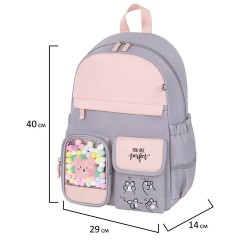 Рюкзак BRAUBERG PASTEL с термонашивками в комплекте, "Sweet paws", серый, 40х29х14 см, 272064 Рюкзак BRAUBERG PASTEL с термонашивками в комплекте, "Sweet paws", серый, 40х29х14 см, 272064 - фото 11