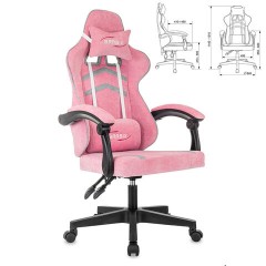 Кресло компьютерное BRABIX "Shooter GM-123", 2 подушки, ткань, розовое/серое, 533213 - фото 2