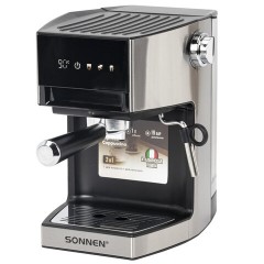 Кофеварка рожковая с дисплеем SONNEN CM-2066, ручной капучинатор, сенсор, 1 л, 950 Вт, 19 бар, 457882