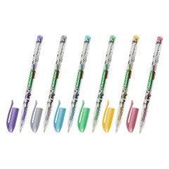 Ручки гелевые МЕТАЛЛИК BRAUBERG KIDS "CUTE ANIMALS", НАБОР 6 ЦВЕТОВ, корпус с печатью, узел 1 мм, линия письма 0,7 мм, 144440 - фото 2