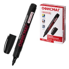Маркер перманентный ОФИСМАГ, ЧЕРНЫЙ, круглый наконечник, 3 мм, с клипом, 151197