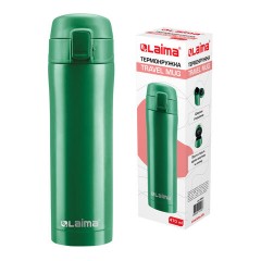 Термокружка 470 мл из нержавеющей стали SUS304, изумрудно-зеленый бархат матовый, LAIMA, 608823