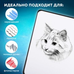 Скетчбук, белая бумага 140 г/м2 200х200 мм, 80 л., КОЖЗАМ, застежка, BRAUBERG ART CLASSIC, черный, 116463 - фото 13