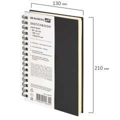 Скетчбук, слоновая кость 140 г/м2 130х210 мм, 80 л., КОЖЗАМ, гребень, BRAUBERG ART CLASSIC, черный, 116475 Скетчбук, слоновая кость 140 г/м2 130х210 мм, 80 л., КОЖЗАМ, гребень, BRAUBERG ART CLASSIC, черный, 116475 - фото 3