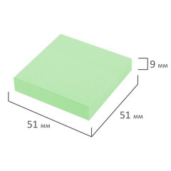Блок самоклеящийся (стикеры) STAFF STANDARD, ПАСТЕЛЬНЫЙ 51х51 мм, зеленый, 100 листов, 116579 - фото 3