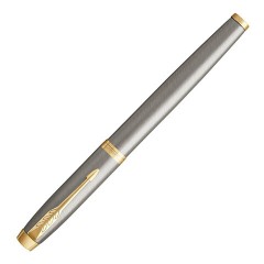 Ручка-роллер PARKER "IM Core Brushed Metal GT", серебристый матовый лак, позолота, черная, 1931663 - фото 6