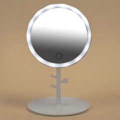 Зеркало настольное с LED-подсветкой для макияжа, диаметр 17 см, 3 режима свечения, аккумулятор 1200 mAh, цвет белый, WBZ (ВБЗ), 609330 - фото 6