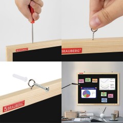 Доска для мела магнитная 50х70 см, черная, деревянная рамка, BRAUBERG "Wood", 238803 - фото 8