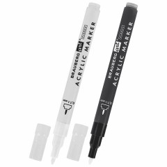 Маркеры акриловые для рисования и хобби, 2 цвета ЧЕРНЫЙ/БЕЛЫЙ, линия 0,7-1 мм, BRAUBERG ART, 152527 - фото 2