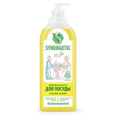 Гель для мытья посуды антибактериальный 1 л, SYNERGETIC "Лимон", флип-топ, 103101