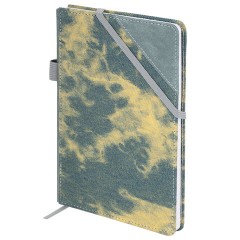 Блокнот А5 135x210 мм BRAUBERG "Denim", ткань/экокожа, резинка, держатель, 80 л., клетка, синий, 117139 - фото 2