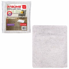 Тряпки для мытья пола 60х80 см, КОМПЛЕКТ 5 шт., 200 г/м2, светлое ХПП, 95% хлопок, 5% полиэфир, "Премиум" LAIMA, 604687