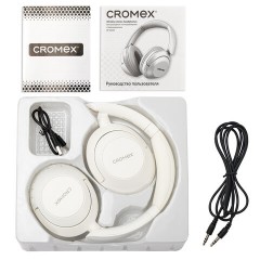 Наушники беспроводные полноразмерные складные раздвижные, CROMEX (КРОМЕКС) HP-043W, Bluetooth 5.4, белые, 514120 - фото 9