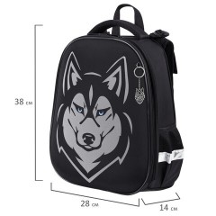 Ранец BRAUBERG SHINY, 2 отделения, с брелоком, "Husky", СВЕТЯЩИЙСЯ РИСУНОК, 38х28х14 см, 271383 - фото 10