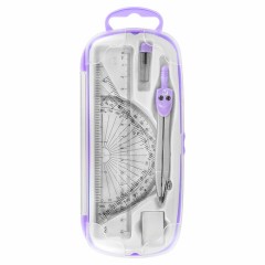 Готовальня BRAUBERG SCHOOL KIT, 8 предметов, циркуль 115 мм, чертежные принадлежности, лавандовый цвет, 210703 - фото 3